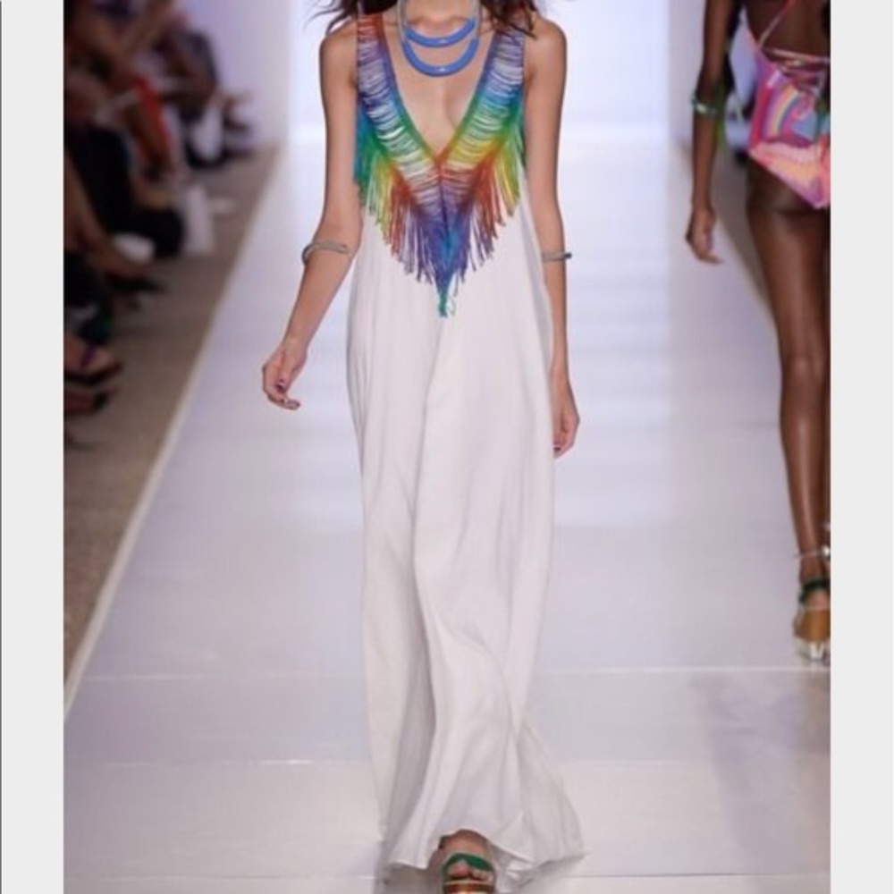 MARA HOFFMAN Black V Neck Fringe Trim Maxi Dress - Picture 8 of 9